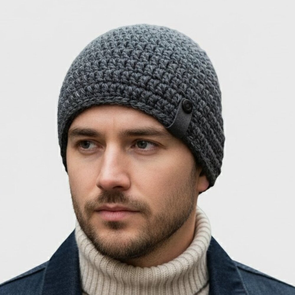 Unisex Reflective Crochet Hat Toque Gray